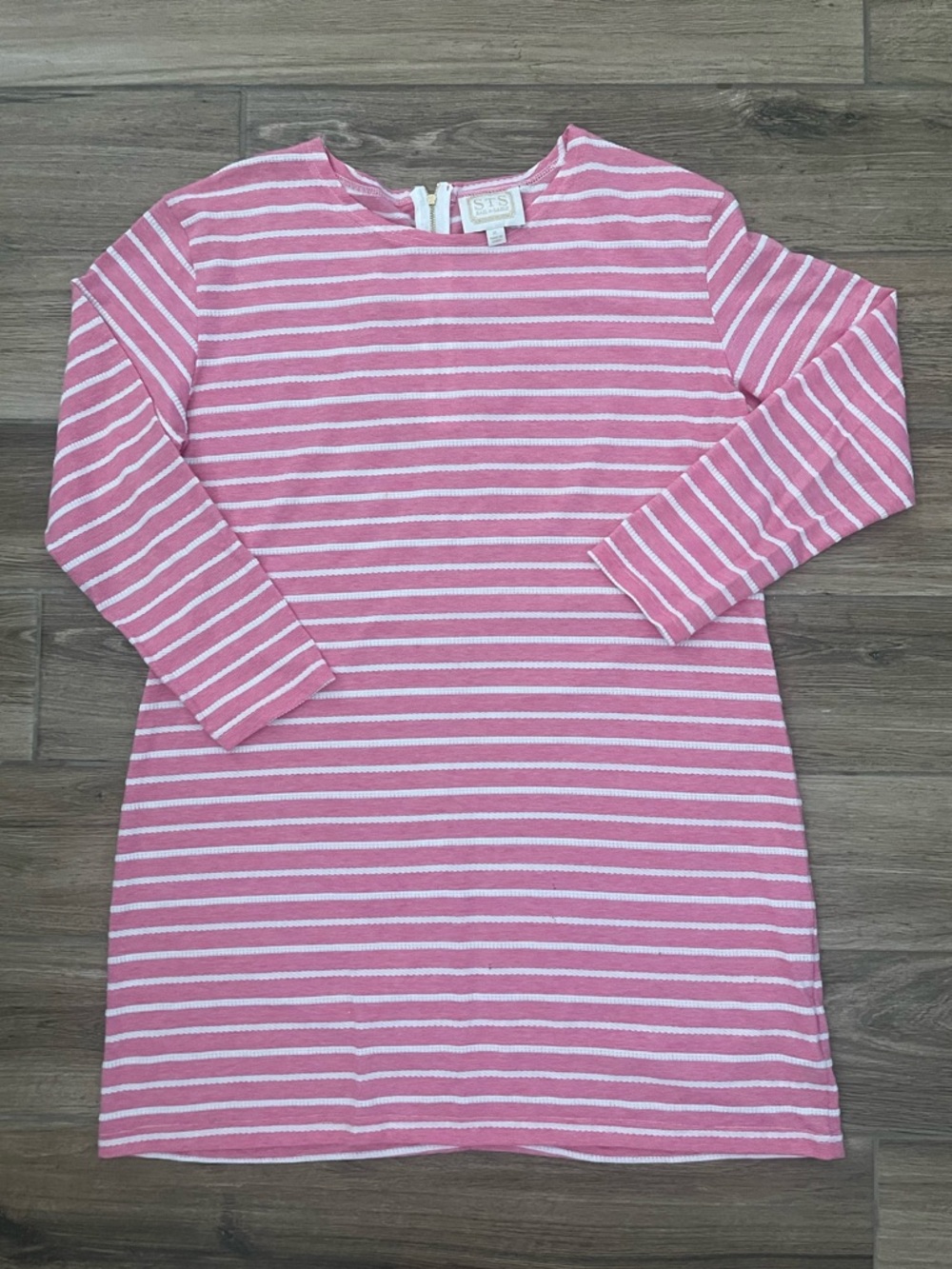 STS Sail to Sable | Pink & White Striped Long Sleeve Tunic Dress - XL